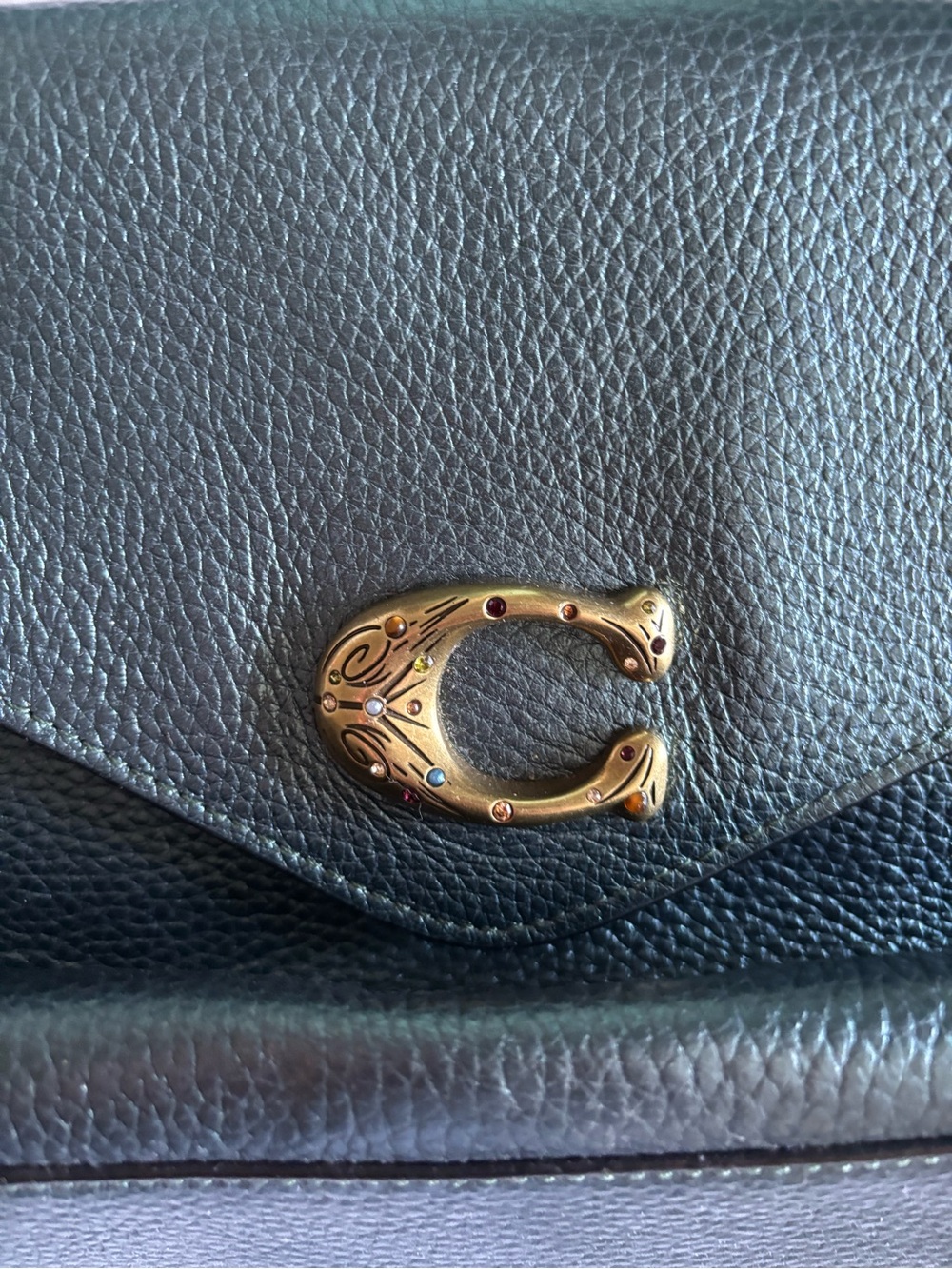 Coach dark green Leather Shoulder Bag with Gold Hardware - Picture 2 of 6